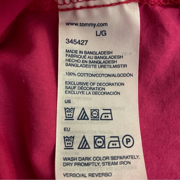 Tommy Hilfiger Women's L Button Down Shirt Tab Sleeve Barbiecore Preppy - Picture 9 of 9